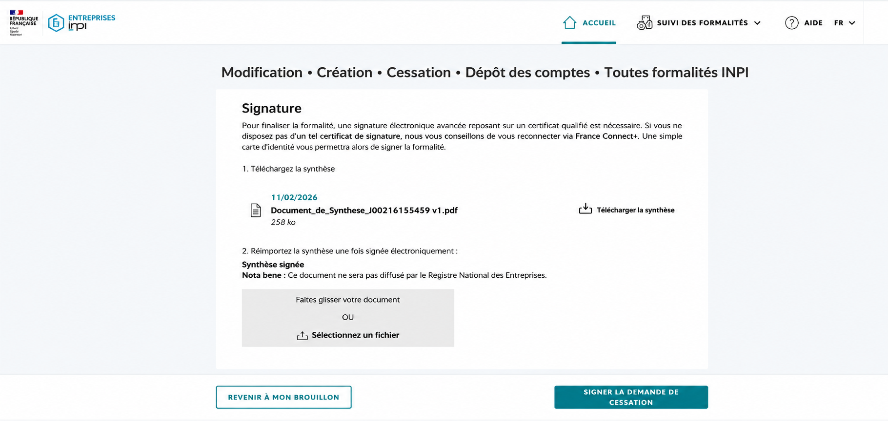 Cessation d'entreprise - Signature QES